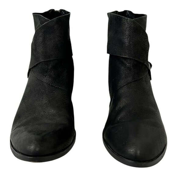 Eileen Fisher Womens Size 8.5 Black Leather Tag Wrap-Snap Leather Bootie - Picture 2 of 7
